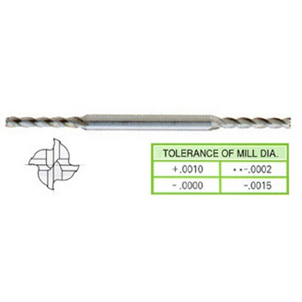 Yg-1 Tool 4 Flute Long Length De Miniature Tialn-Futura Coated Hss 54022HF - main